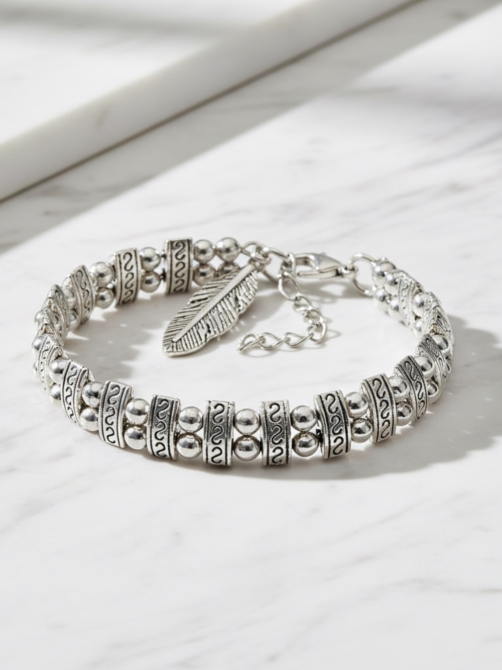 Womens Antique Silver Plated Bracelet with a Vintage Design